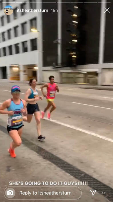 Screen shot from Heather's video approaching the last turn