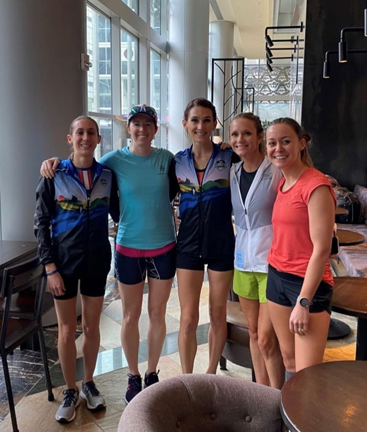 Heather and her 4 athletes  running Houston