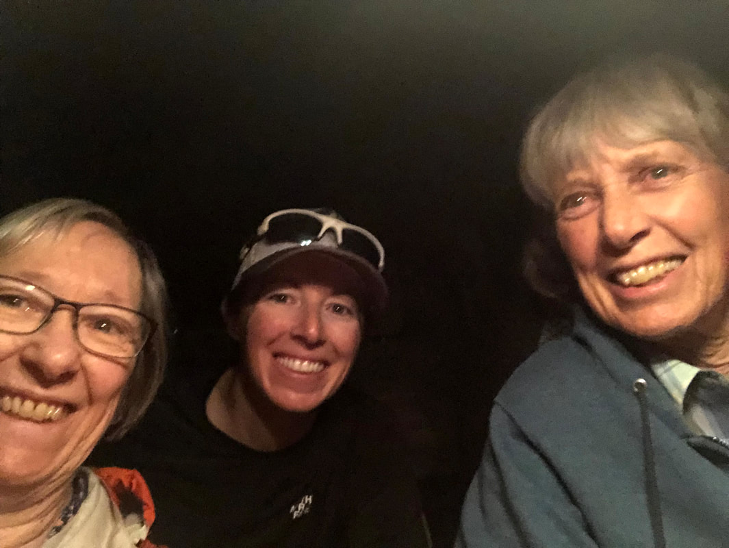Diana, Ellen, and Bonnie selfie in the dark